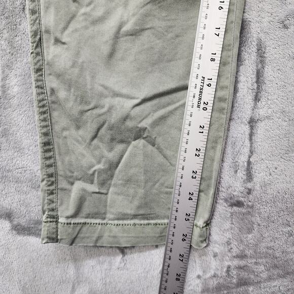 Maurices Pants Womens 15/16 Green Khaki Side Striped Chino Mid Rise Ankle Preppy - Picture 10 of 12